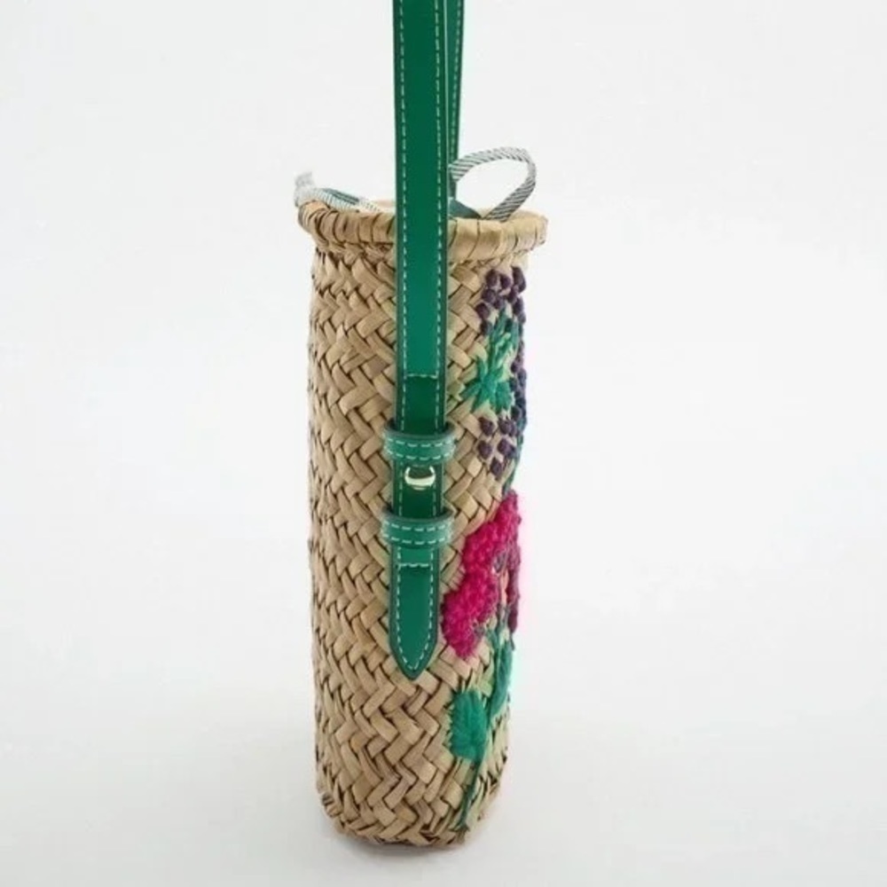 ZARA Raffia mini crossbody bag green 6211/910 - Picture 9 of 11